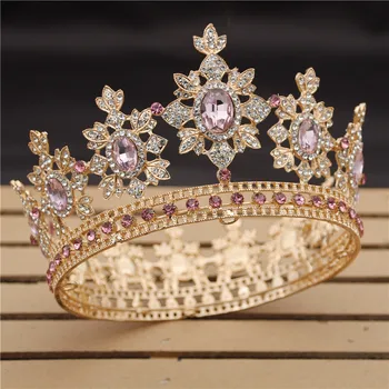 De lux Royal King Coroană de Nunta Mireasa diademe și Coroane Regina Păr Bijuterii de Cristal Diademă Bal Frizură Cap dotari Concurs