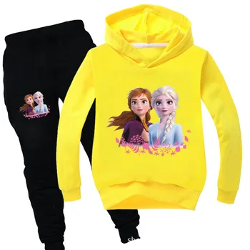 Copii Tricou Maneca Lunga T-shirt, Pantaloni Frozen Anna Elsa Copil Stabilită de Îmbrăcăminte pentru Băieți și Fete Haine Copii, Hanorace, Costume