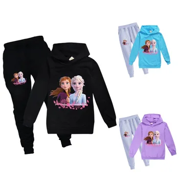 Copii Tricou Maneca Lunga T-shirt, Pantaloni Frozen Anna Elsa Copil Stabilită de Îmbrăcăminte pentru Băieți și Fete Haine Copii, Hanorace, Costume