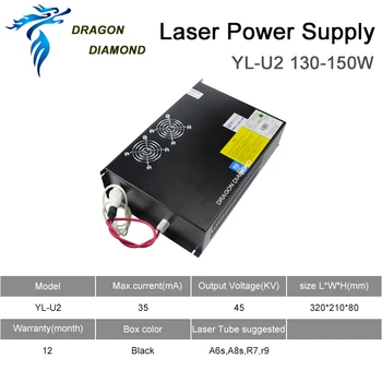 DRAGON DIAMANT Yongli 150W CO2 de Alimentare cu Laser Tub Laser de Gravare pentru emisiile de CO2 Pentru Gravare cu Laser Masina de debitat