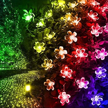Solar de Flori Șir de Lumini Sakura lishts 23ft 50 LED floare Floare Șir de Lumină de Energie Solară pentru Grădină în aer liber, Petrecere de Craciun