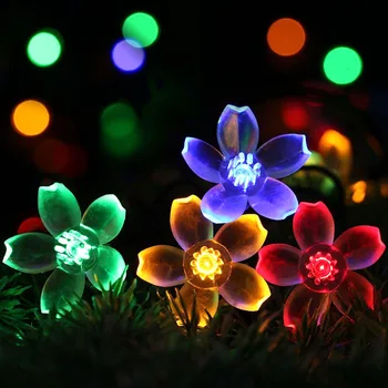 Solar de Flori Șir de Lumini Sakura lishts 23ft 50 LED floare Floare Șir de Lumină de Energie Solară pentru Grădină în aer liber, Petrecere de Craciun