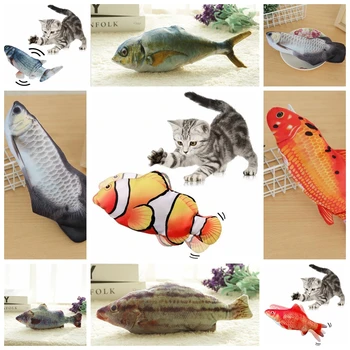 16 Tipuri Realiste De Pluș Electric Pește În Mișcare Jucarie Pentru Pisica Interactiva Mesteca Musca Jucării Pentru Kitty Kitten Peștele Pisică Datul Jucarii