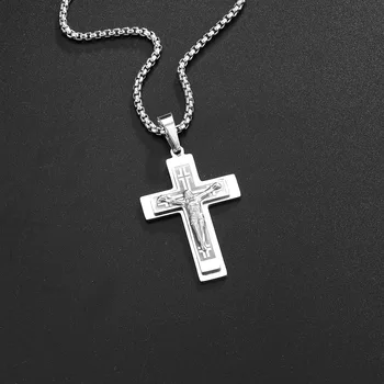 Moda Isus Cruce Coliere Pentru Bărbați Epocă De Aur Din Oțel Inoxidabil De Culoare Cruce Crucifix Colier De Sex Masculin Bijuterii Cadou Dropshipping
