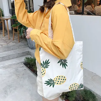 Femei de Moda Portabil Ananas Imprimare Geanta Casual Student Sac Messenger Fete Mici Tote Sac Mare Capacitate sac de panza