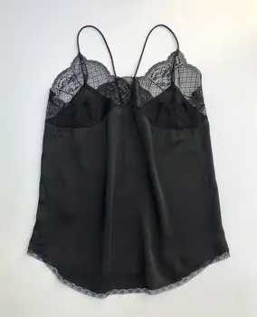 Noi Femeile sexy vesta Sling Rezervor topuri cu spatele gol bottom dantela cusut tricou negru Femei top