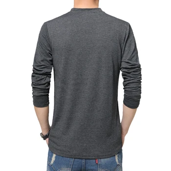 TFETTERS Înseamnă Tricouri Culoare de Moda Mozaic Maneca Lunga Bumbac Slim Fit V Gât Supradimensionat Tricou Barbati Haine 2020 M-5XL