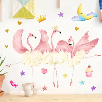 Mare Mai multe Fete Makeover Cameră Ins Flamingo aproape de Perete Decorativ Autocolant Fata cu Inima Cameră Dormitor Confortabil murală decor acasă
