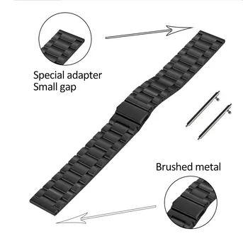 HQ din Oțel Inoxidabil Curea pentru Samsung Galaxy Watch 46mm SM-R800 Sport Band Capăt Curbat Curea brățară Brățară de Argint Negru