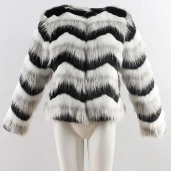 Plus Jacheta Femei Toamna Iarna Elegant, Pufos Val Linie Cu Maneci Lungi Ladys Îmbrăcăminte De Înaltă Calitate Haină De Blană Artificială