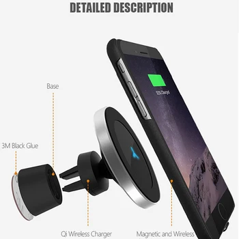 Rapid Suport Auto Qi Wireless Încărcător de Telefon Pentru Samsung S8 S9 S10 iPhone X Xs 8 Plus 10W Încărcare Rapidă Wireless Suportul Magnetic