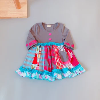 2019 toamna Fete maneca lunga rochie de bumbac cu nasturi de Vânzare Fierbinte Nou stil de Rochie pentru cadou
