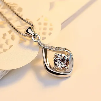 S925 Argint Calcedonie Diamond Pandantiv Colier de Diamante Naturale Bizuteria Piatră de Bijuterii pentru Femei Pandantiv de Piatră prețioasă