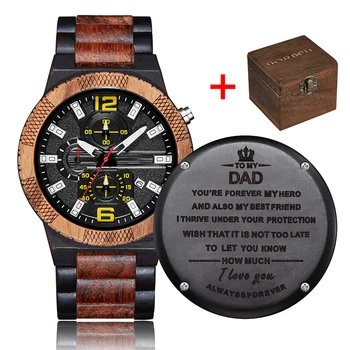 Moda de Lemn Ceasuri Mens Gravate Tatăl, Fiul Lemn rezistent la apă Ceas Personalizat din Lemn Ceas Cutie Organizator pentru Bărbați Soțul Cadouri