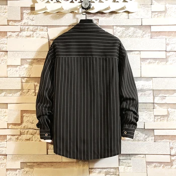 Casual Brand cu Dungi Negru Barbati Tricouri cu Mâneci Lungi 2020 Nouă Primăvară de Toamnă Plus OverAsian Marimea M-5XL