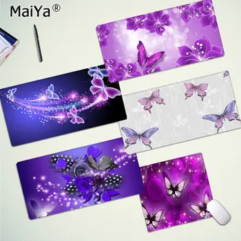 Maiya Nou-veniți lumina violet fluture albastru Personalizat laptop Gaming mouse pad Cauciuc Calculator PC Gaming mousepad