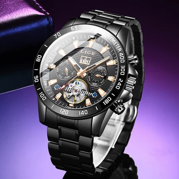 LIGE 2020 afaceri ceas pentru bărbați Automat ceas Luminos bărbați Tourbillon impermeabil ceas Mecanic de brand de top relogio masculino