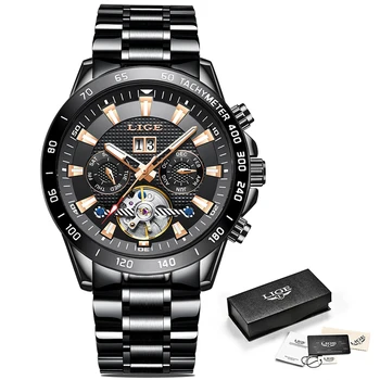 LIGE 2020 afaceri ceas pentru bărbați Automat ceas Luminos bărbați Tourbillon impermeabil ceas Mecanic de brand de top relogio masculino
