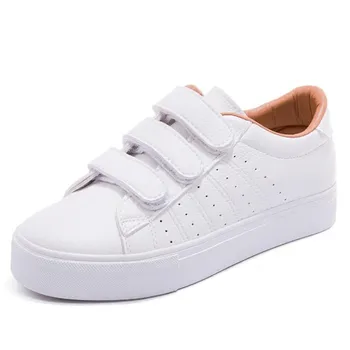 Noua moda pentru femei pantofi casual cu platforma inalta gaura din piele PU cu dungi simple 2018 toamna femei casual pantofi albi adidași