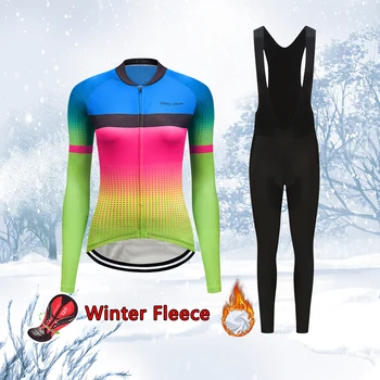 2021 Femei Cald Iarna Ciclism Jersey Set Thermal Fleece Biciclete Haine MTB Rochie de sex Feminin Biciclete Rutier Îmbrăcăminte Costum de Uniformă Bluza