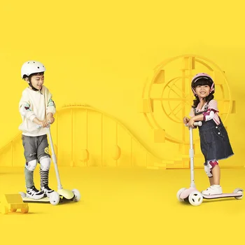 Xiaomi Mijia Mitu 3-Roata de Scuter Lovitură Picior de Copii Scutere Înălțime Reglabilă Cu LED-uri Lumina Roți de Skateboard copii