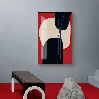 Casa Moderna De Decorare Camera De Creativitate Pictură Abstractă Inel Rosu Negru Culoare Bloc Perete De Fundal Panza Imagine De Imprimare Poster
