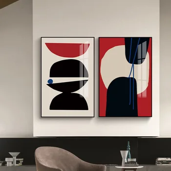 Casa Moderna De Decorare Camera De Creativitate Pictură Abstractă Inel Rosu Negru Culoare Bloc Perete De Fundal Panza Imagine De Imprimare Poster