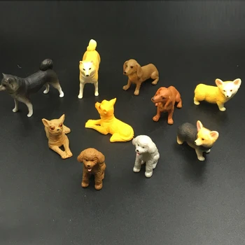 10buc/set 1:10 4D Faimosul Câine Jucării Model de Simulare pe Model Animal de Companie Drăguț Corgi Pudel Trist Pentru Masa de Acțiune Figura