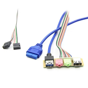 De vânzare la cald 70cm Fața Caz Panou USB3.0+USB2.0 HD Audio Jack Porturi I/O Board Intern prin Cablu Computer Cabluri Conectori видеокарта