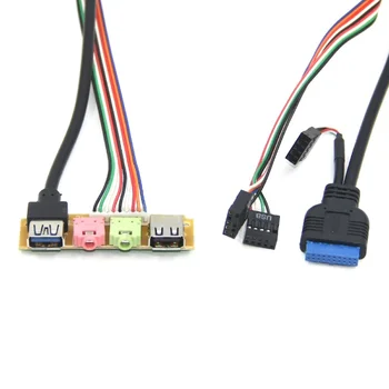 De vânzare la cald 70cm Fața Caz Panou USB3.0+USB2.0 HD Audio Jack Porturi I/O Board Intern prin Cablu Computer Cabluri Conectori видеокарта