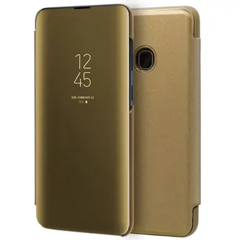 Samsung A202 Galaxy A20e Clear View Flip Cover caz de Aur