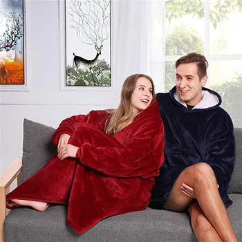 Iarna Crăciun Pătură Jachete Supradimensionate Hanorace Gigant Pentru Femei Cu Maneca Solid Cald Cu Gluga Pătură Adult