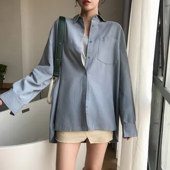 Femei Vintage Tricou Blusas Roupa 2020 Femei Bluza de Vara coreean Maneca Lunga Buzunar Femeie Tricou pentru Femei Primavara Bluze Topuri