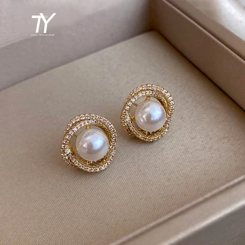 2020 nou geometrice neobișnuite whirlpool forma de Cercei cu perle pentru femei rafinat moda bijuterii petrecere de lux accesorii Cercei