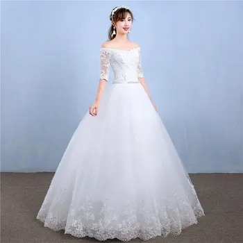 De lux broderie rochie de mireasa de pe umăr căsătoria aniversare de nunta rochie de dantelă rochii de mireasă cu trenul