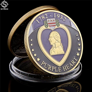 Statele UNITE ale americii Armata Monede de Colecție Aur Militare Violet Inima de Suveniruri Cadouri Pentru Soldați W/ cutii pentru Monede, Suport