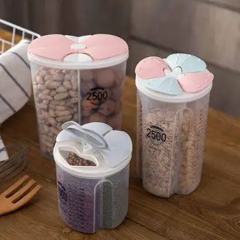 Transparente, Multi-grila de Bucătărie, Recipiente de Depozitare Boabele de Cereale Container de Depozitare Sortare Orez Cutie Sigilat Caz cu Separator