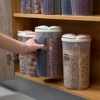Transparente, Multi-grila de Bucătărie, Recipiente de Depozitare Boabele de Cereale Container de Depozitare Sortare Orez Cutie Sigilat Caz cu Separator