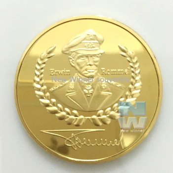 2 buc/lot Erwin Rommel Placat cu Aur de Monede Germania Război Provocare monede comemorative se Amestecă Scopul de Cald !!!