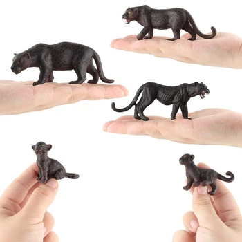 5PCS faunei Sălbatice Realist Figuri de Animale, Panteră cu Pui de Animale Model Figurine de Favoruri de Partid Educative Model de Colectare de Jucării