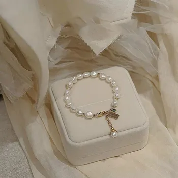 XUXI Femei Nou Fals Perla Șirag de mărgele Margele Farmecul Brățară De Cadou Vintage din argint cu Pandantiv Moda Pearl-cleme de Bratari SS016