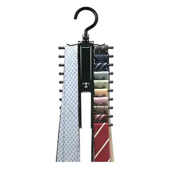 Acasă Rotativ 20 De Rând Multifuncțional Tie Rack Centura Rack Cravate Agățat Cravate Suport Convenabil Interior Hanger Suport