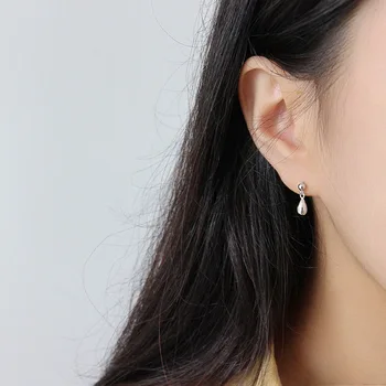 Coreeană Pur S925 Argint Fin Simplu Picătură Cercei În Formă De Eardrops Moda Retro Temperament Cercei Bijuterii Femei