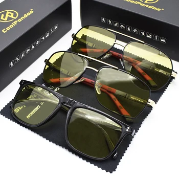 3PCS Combinate de Vânzare CoolPandas Epocă Fotocromatică ochelari de Soare Polarizat Bărbați Zi, noapte de Noapte Viziune Ochelari de Conducere UV400 gafas de sol