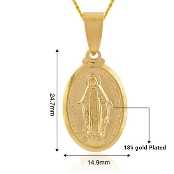 Fecioara Maria Catolicism Pandantiv Delicat Medalion De Aur Colier Maria, Mama Religioasă Catolică Superioară Bijuterii