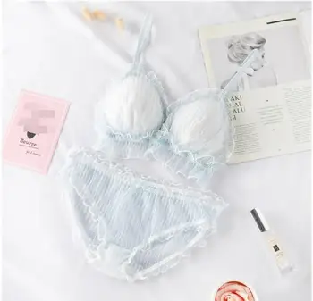Japoneze Transparent Sutien si Chilot Set Lolita Lenjerie Femei Lenjerie de corp Vedea Prin Sutien de Dantelă & Scurtă Seturi de Bikini Mini Sleepwear