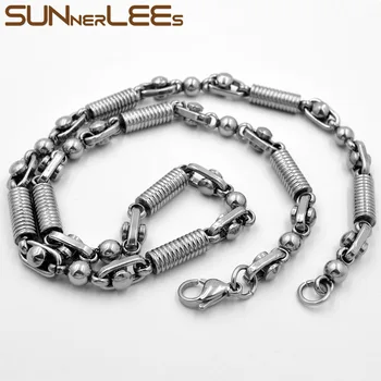 SUNNERLEES Bijuterii din Oțel Inoxidabil Colier 6mm Geometrice Margele Link-ul Lanț de Argint de Culoare Bărbați Femei Cadou SC138 N