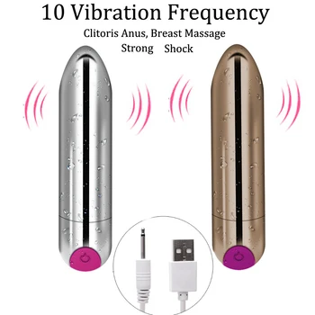 USB Puternic Glont Vibrator G-spot Clitorisul Sân Anus Masaj Puternic Șoc Vibrații Jucarii Sexuale Pentru Femeile de sex Feminin Masturbari