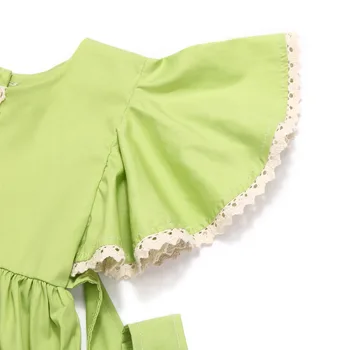 Flofallzique Fetita Haine 2018 Casual De Vara De Bumbac Flare Sleeve Copii Costum Verde Toddler Princess Zburli Rochii