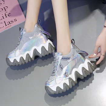 2020 Primăvară Platforma Adidasi Femei Toamna 10CM Grosime de Fund Tata Pantofi Înălțime a Crescut Pantofi Casual Respirabil Pantofi de Agrement